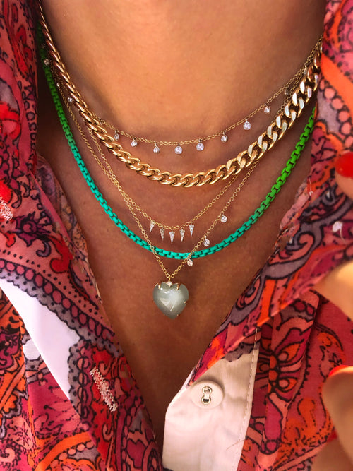 Milky Aqua Heart Necklace