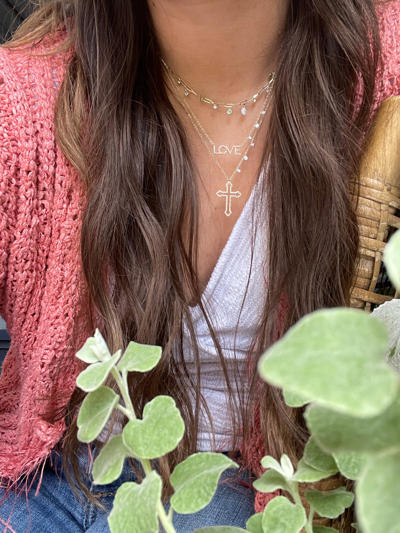 Diamond Love and Bezel Necklace