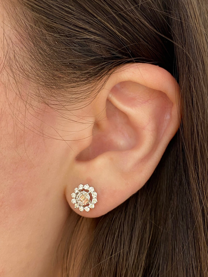 White Gold Floral Inspired Studs
