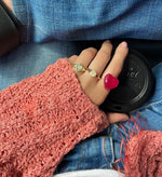 14K Pink Gold Agate Heart Ring