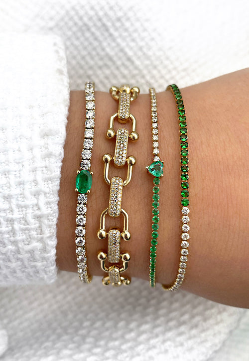 .92cts Yellow Gold Diamond and Emerald Bracelet *ONLINE EXCLUSIVE*