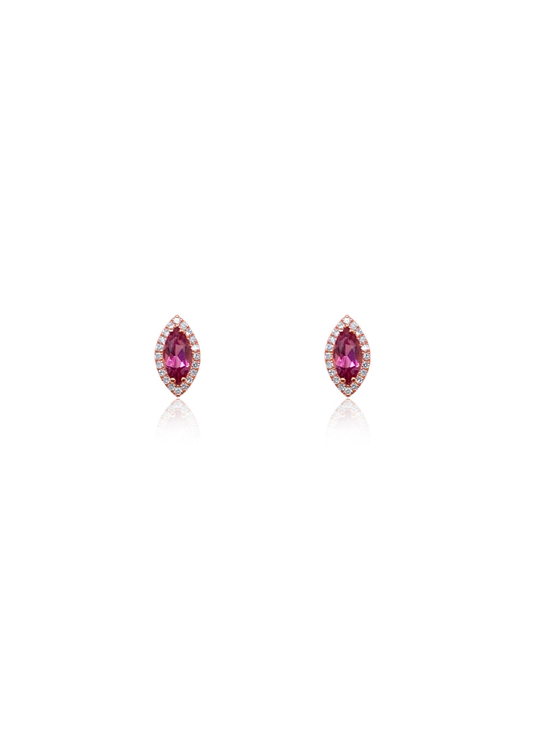 Rose Gold Pink Sapphire and Diamond Studs (Online Exclusive) LAST ONE
