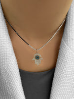 Rose Gold Diamond and Sapphire Evil Eye Hamza Charm *ONLINE EXCLUSIVE*