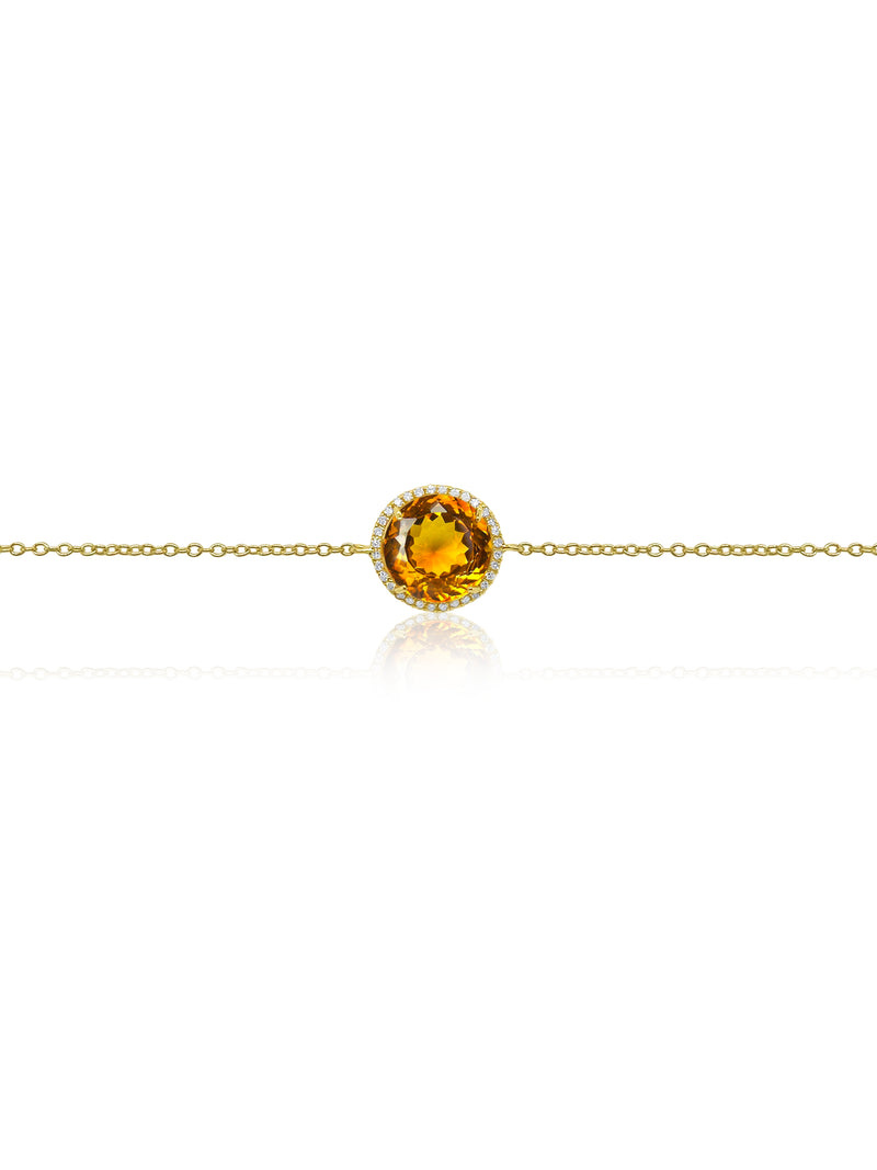 Yellow Gold and Citrine Anklet