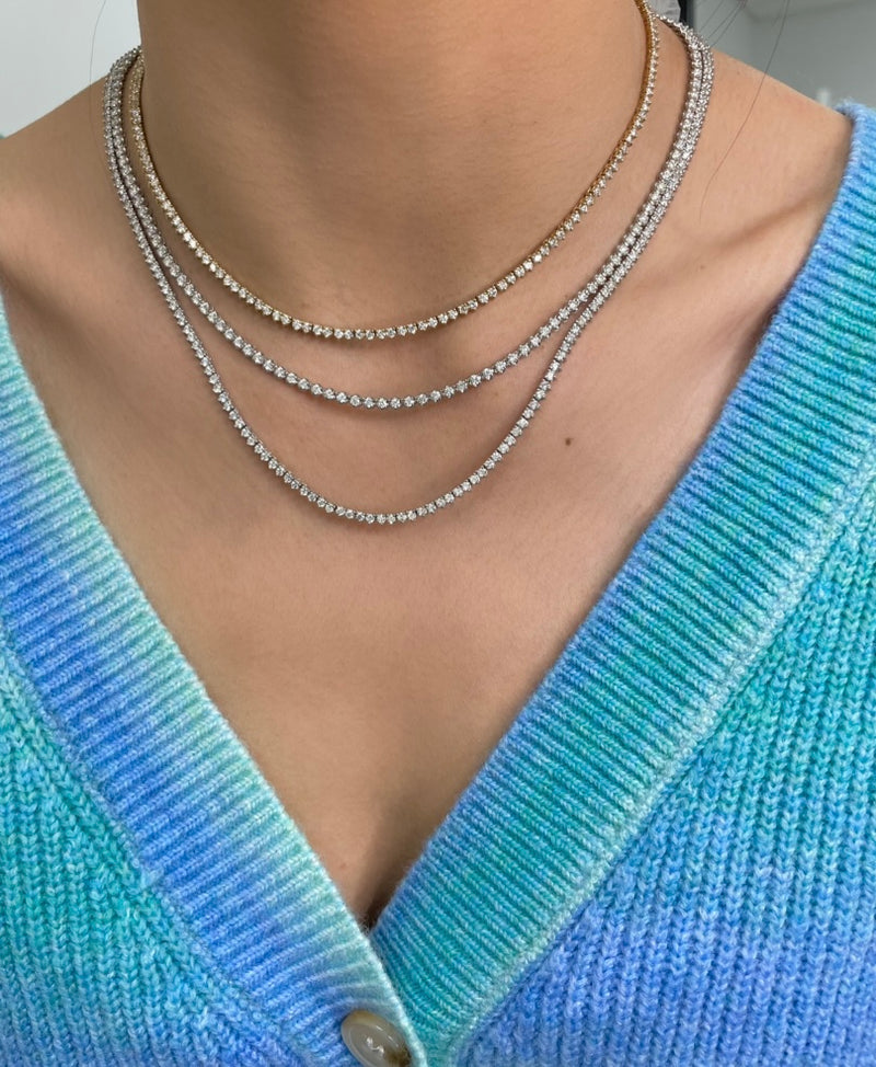 14KT White Gold Layering Tennis Necklace 3.49ct - ONLINE EXCLUSIVE