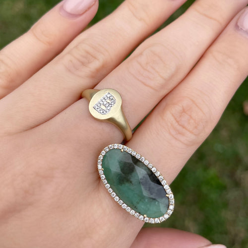 Initial Signet Diamond Ring