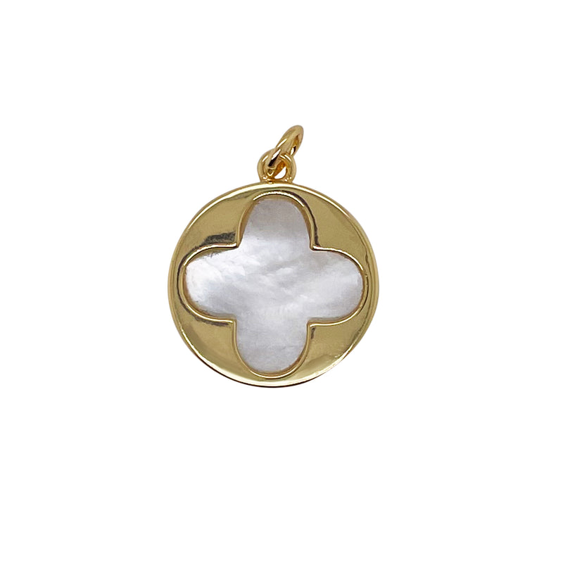 Mother of Pearl Clover Disc Charm