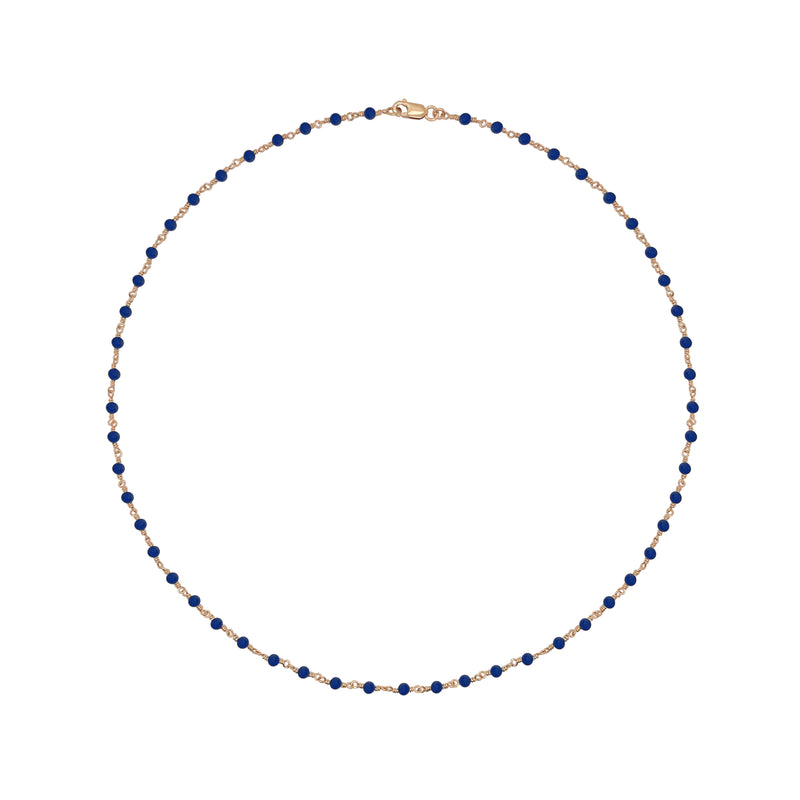 Dainty Lapis Bead and Chain Necklace