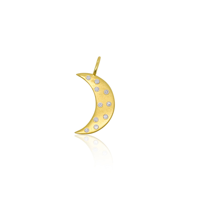 Yellow Gold Moon Charm with Diamonds