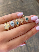 Yellow Gold Diamond Evil Eye Ring