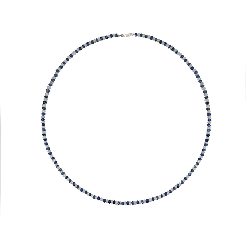 Alternating Blue and White Sapphire Layering Necklace