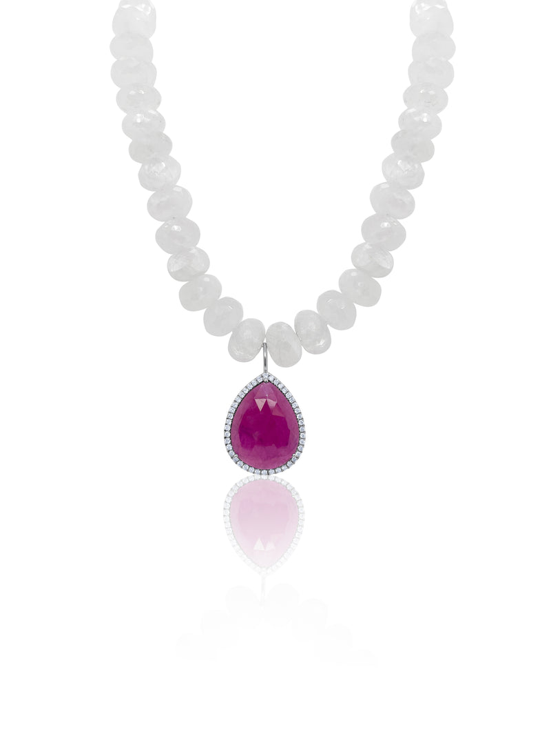 Moonstone and Ruby Statement Necklace