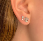 Flower Stud with Dangling Bezel Diamond