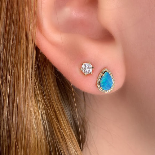 Tear Drop Emerald Yellow Gold Studs