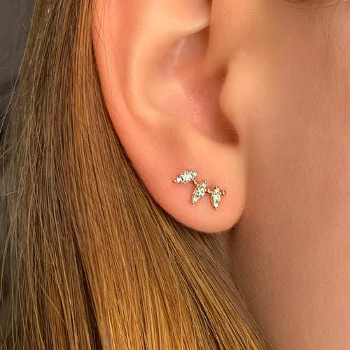Rose Gold Triple Marquise Stud