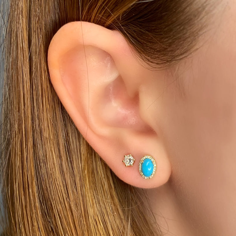 Turquoise and Diamond Stud