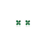 White Gold Emerald Flower Studs
