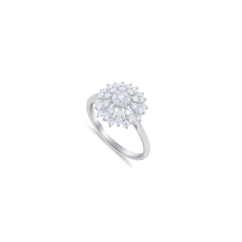 White Gold Diamond Cluster Flower Ring
