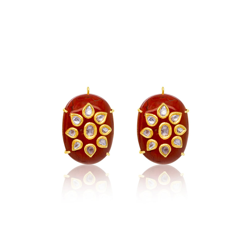 Oversized Yellow Gold and Diamond Flower Clip-On Earrings