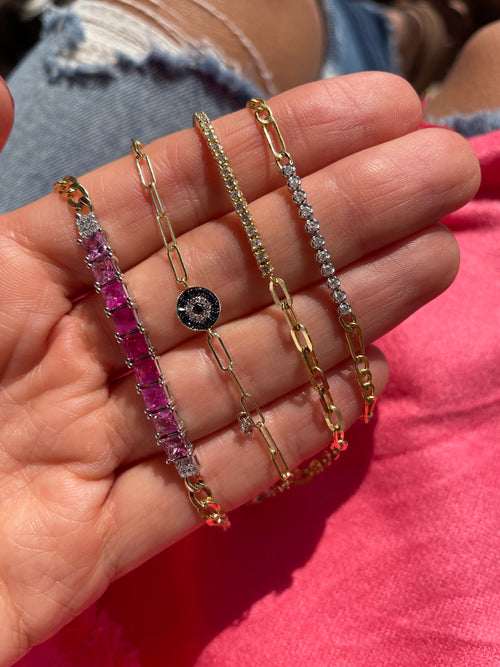 Ombre Pink Sapphire Cuban Bracelet - ONLINE EXCLUSIVE