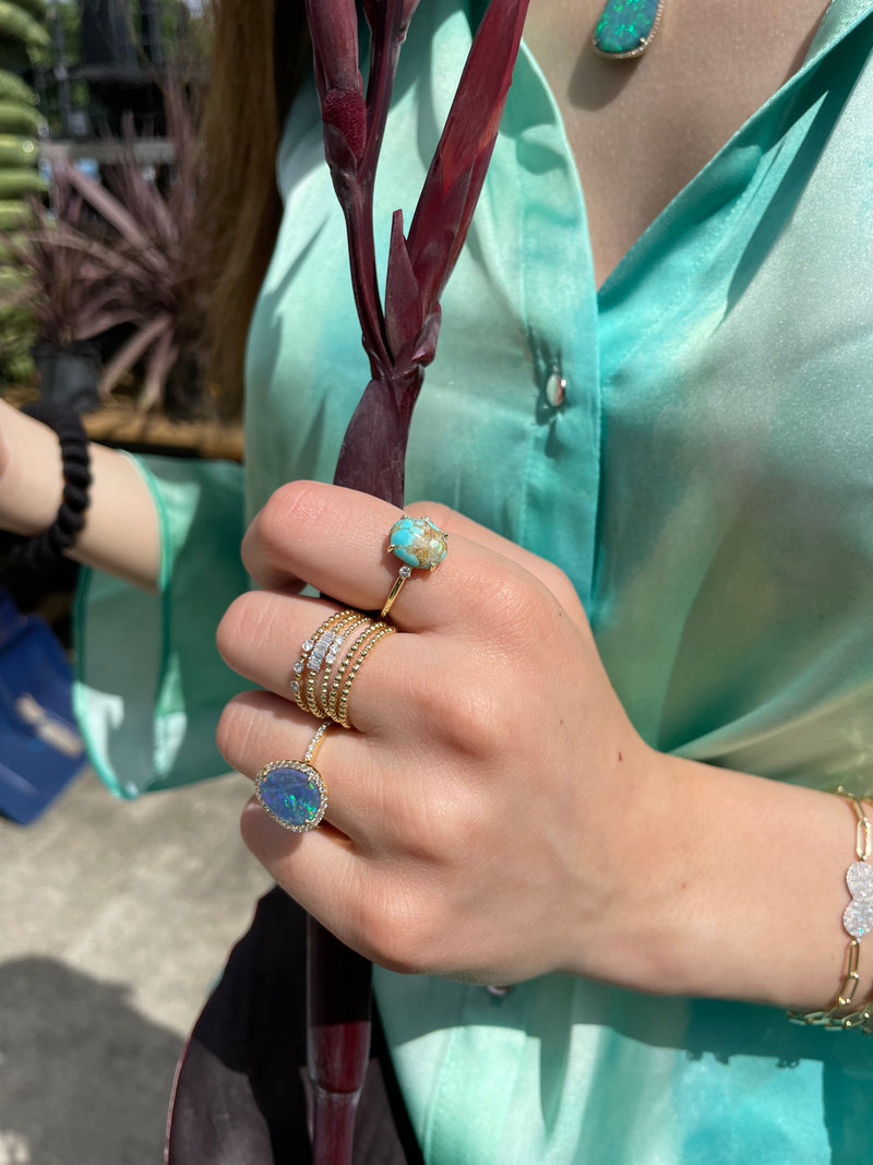 Turquoise Statement Ring with Diamond Detail