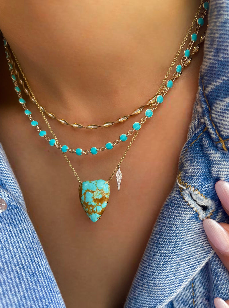 Turquoise and Silver Wrapped Layering Necklace