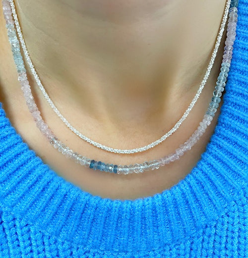 Multicolor Pink and Blue Topaz Necklace