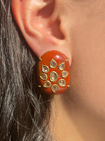 Oversized Yellow Gold and Diamond Flower Clip-On Earrings