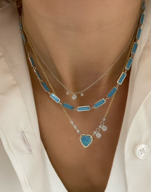 Turquoise Rectangular Layering Chain Necklace