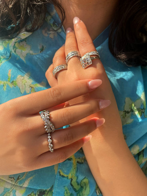 White Gold Vintage Filagree Diamond Ring