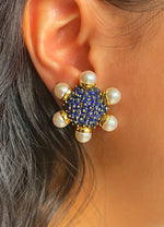 Yellow Gold and Pearl Sapphire Earrings