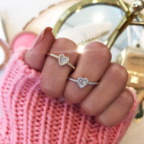 Yellow Gold Diamond Baguette Heart Ring