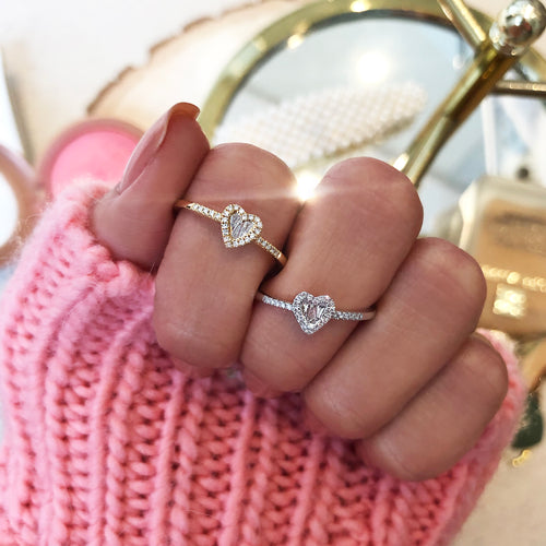 White Gold Diamond Baguette Heart Ring