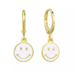 Enamel White Smiley Hoops