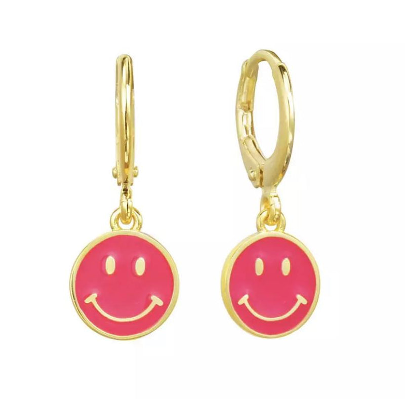 Enamel Smiley Hoops