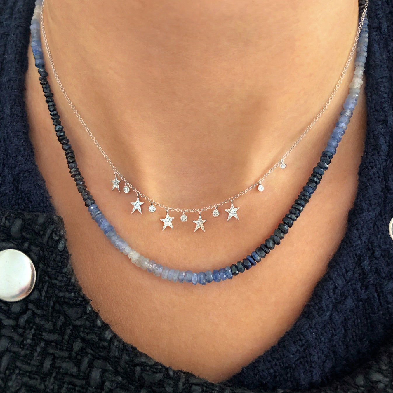 Blue sapphire beads deals necklace