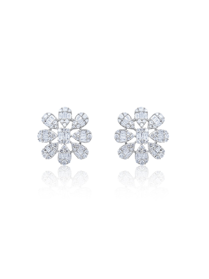 White Gold Diamond Flower Earrings ONLINE EXCLUSIVE