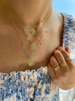 Diamond Moon and Star Plate Necklace with Diamond Charms