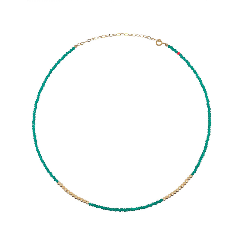 Microbead Emerald and Gold Bead Choker