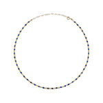 Alternating  Dainty Lapis Pearl and Gold Bead Necklace