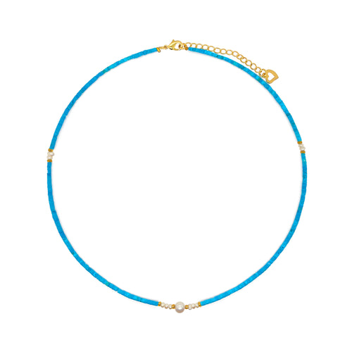 Turquoise and Pearl Bead Choker