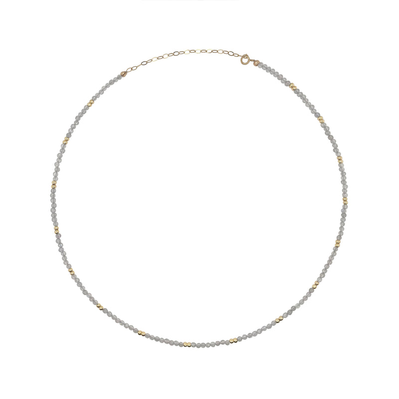 Microbead Moonstone and Gold Bead Choker