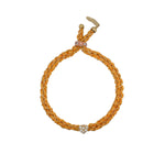 yellow braided chain and silk bracelet with cz heart