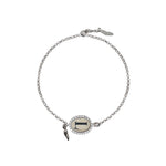 silver and enamel initial bracelet with italian horn charm