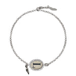 silver and enamel initial bracelet with italian horn charm