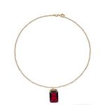 Red Emerald Shape CZ Pendant Necklace