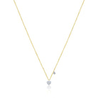 Dainty Diamond Heart and Bezel Necklace