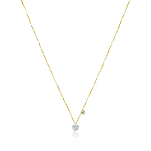 Dainty Diamond Heart and Bezel Necklace