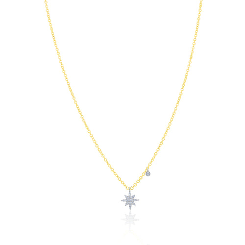 Dainty Diamond Starburst and Bezel Necklace