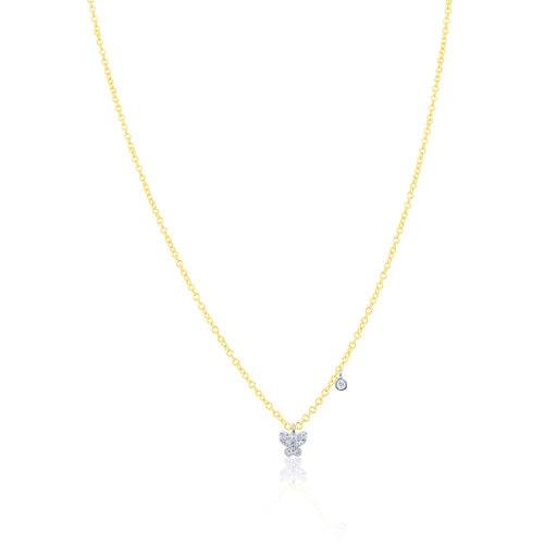 Dainty Diamond Butterfly and Bezel Necklace